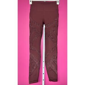Lululemon Athletica Maroon Patterned Leggings